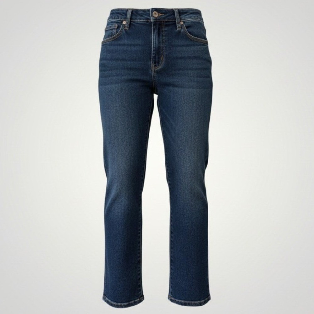 Judy Blue Straight Leg Jeans Women 5/27 Blue High Rise Side Slit Rivet Comfort